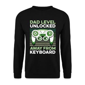 Level Dad Unlocked Gamer Papa Vater Vatertag - Unisex Pullover - Schwarz - Vorne - Alina (178cm) & Michal (187cm)