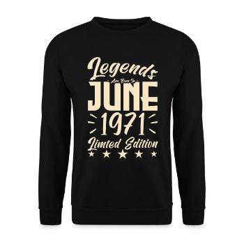 Naissance En juin 1971 Cadeau d'anniversaire 1971. - Sweat-shirt Unisexe - noir - Devant - Alina (178cm) & Michal (187cm)