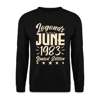 Geboren Juni 1983 Geburtstagsgeschenk 1983. - Unisex Pullover - Schwarz - Vorne - Alina (178cm) & Michal (187cm)