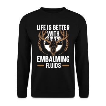 La vie est meilleure avec le liquide d’embaumement - Sweat-shirt Unisexe - noir - Devant - Alina (178cm) & Michal (187cm)