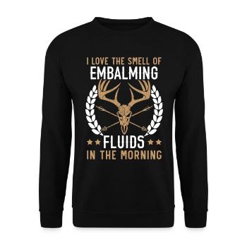 Ich mag den Geruch von Einbalsamierungsflüssigkeit - Unisex Pullover - Schwarz - Vorne - Alina (178cm) & Michal (187cm)