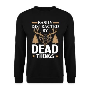 Leicht ablenkbar durch tote Dinge Taxidermie - Unisex Pullover - Schwarz - Vorne - Alina (178cm) & Michal (187cm)