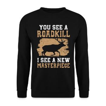 Sie sehen ein totes Tier, ich sehe ein neues Meist - Unisex Pullover - Schwarz - Vorne - Alina (178cm) & Michal (187cm)