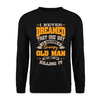 Vieil homme grincheux Grand-père Grand-père Fête des pères - Sweat-shirt Unisexe - noir - Devant - Alina (178cm) & Michal (187cm)