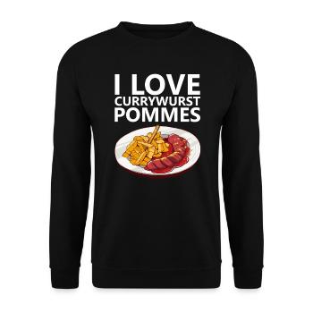 Currywurst French fries Bratwurst Ruhrpott Ruhrgebiet - Unisex Sweatshirt - black - Front - Alina (178cm) & Michal (187cm)