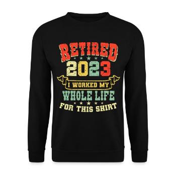Retraité 2023 Pension de retraite Pensionné pensionné - Sweat-shirt Unisexe - noir - Devant - Alina (178cm) & Michal (187cm)