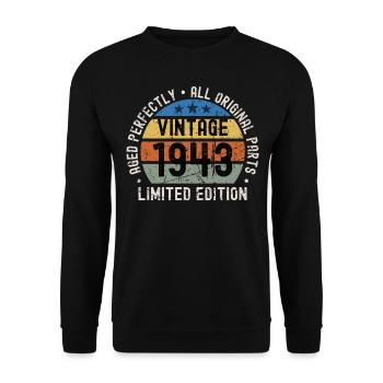 80th birthday vintage 1943 - Unisex Sweatshirt - black - Front - Alina (178cm) & Michal (187cm)