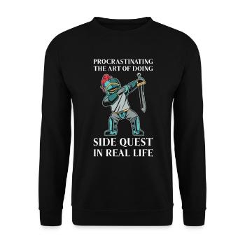 Prokrastinieren Fantasy Ritter Side Quest Arbeit - Unisex Pullover - Schwarz - Vorne - Alina (178cm) & Michal (187cm)