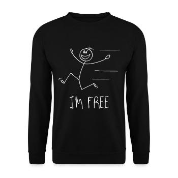 Funny stick figure saying I'm-Free freedoms - Unisex Sweatshirt - black - Front - Alina (178cm) & Michal (187cm)