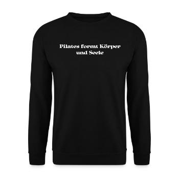 Pilates - Pilates formt Körper und Seele - Unisex Pullover - Schwarz - Vorne - Alina (178cm) & Michal (187cm)