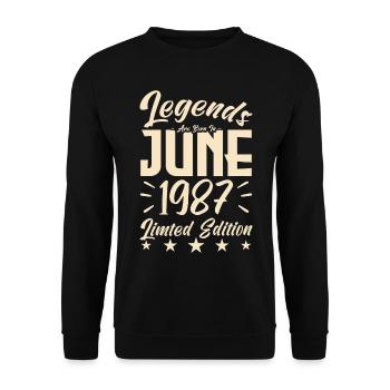 Naissance En juin 1987 Cadeau d'anniversaire 1987. - Sweat-shirt Unisexe - noir - Devant - Alina (178cm) & Michal (187cm)