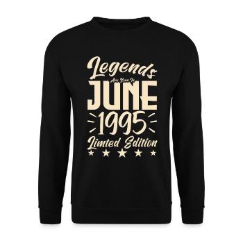 Geboren Juni 1995 Geburtstagsgeschenk 1995. - Unisex Pullover - Schwarz - Vorne - Alina (178cm) & Michal (187cm)