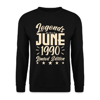 Geboren Juni 1990 Geburtstagsgeschenk 1990. - Unisex Pullover - Schwarz - Vorne - Alina (178cm) & Michal (187cm)