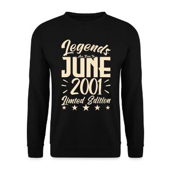Geboren Juni 2001 Geburtstagsgeschenk 2001. - Unisex Pullover - Schwarz - Vorne - Alina (178cm) & Michal (187cm)