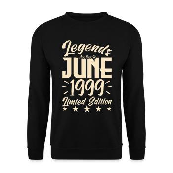 Geboren Juni 1999 Geburtstagsgeschenk 1999. - Unisex Pullover - Schwarz - Vorne - Alina (178cm) & Michal (187cm)