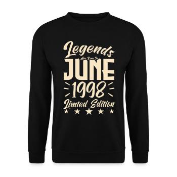 Geboren Juni 1998 Geburtstagsgeschenk 1998. - Unisex Pullover - Schwarz - Vorne - Alina (178cm) & Michal (187cm)