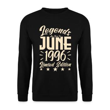Born June 1996 Birthday gift 1996. - Unisex Sweatshirt - black - Front - Alina (178cm) & Michal (187cm)