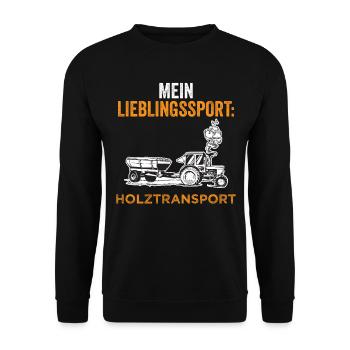 Mein Sport Holztransport - Unisex Pullover - Schwarz - Vorne - Alina (178cm) & Michal (187cm)
