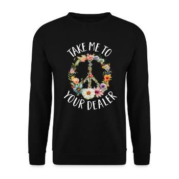 Hippie Peace Sign Peace Flowers Flower Child - Unisex Sweatshirt - black - Front - Alina (178cm) & Michal (187cm)