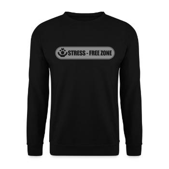 Stressfreie Zone - Zeichen Für Den Monat Des - Unisex Pullover - Schwarz - Vorne - Alina (178cm) & Michal (187cm)