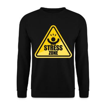 Stress Zone Road Sign National Stress - Unisex Sweatshirt - black - Front - Alina (178cm) & Michal (187cm)