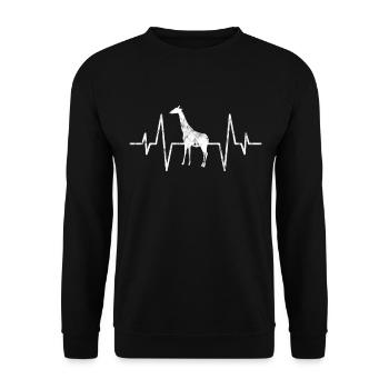 Giraffe Herzschlag - Unisex Pullover - Schwarz - Vorne - Alina (178cm) & Michal (187cm)