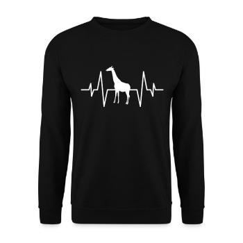 Giraffe Herzschlag - Unisex Pullover - Schwarz - Vorne - Alina (178cm) & Michal (187cm)