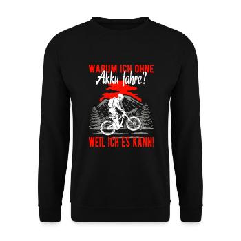 Fahrrad MTB fahren ohne Akku - Real Downhill - Unisex Pullover - Schwarz - Vorne - Alina (178cm) & Michal (187cm)
