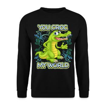Crocodile Crocodile, disant, jeu de mots, Saint-Valentin - Sweat-shirt Unisexe - noir - Devant - Alina (178cm) & Michal (187cm)