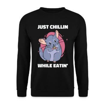 Chinchilla Wildlife Haustier Nagetier Essen - Unisex Pullover - Schwarz - Vorne - Alina (178cm) & Michal (187cm)