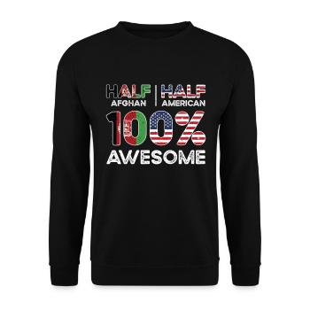 Halb Afghane Afghanistan Amerikaner USA - Unisex Pullover - Schwarz - Vorne - Alina (178cm) & Michal (187cm)
