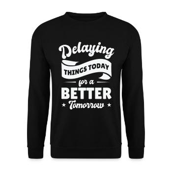 Procrastinating Vintage Fan Procrastinator - Unisex Sweatshirt - black - Front - Alina (178cm) & Michal (187cm)