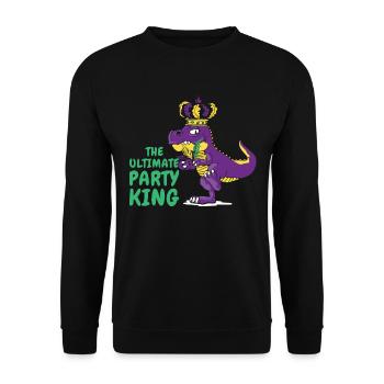 Mardi Gras Carnival T-rex Dinosaur Party King - Unisex Sweatshirt - black - Front - Alina (178cm) & Michal (187cm)