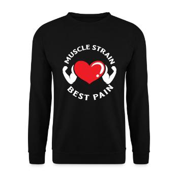 Muskelzerrung Fitness Fitnessstudio Schmerzen - Unisex Pullover - Schwarz - Vorne - Alina (178cm) & Michal (187cm)
