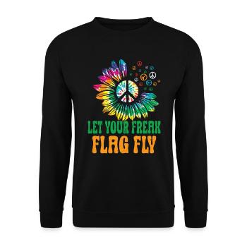 Hippie Peace Sign Peace Flowers Flower Child - Sweat-shirt Unisexe - noir - Devant - Alina (178cm) & Michal (187cm)