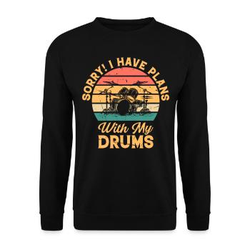 Pardon! J’ai des projets avec ma batterie - Drum Player - Sweat-shirt Unisexe - noir - Devant - Alina (178cm) & Michal (187cm)