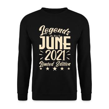Born June 2021 Birthday gift 2021. - Unisex Sweatshirt - black - Front - Alina (178cm) & Michal (187cm)