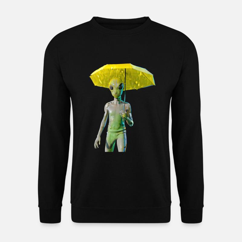 Alien with umbrella - Unisex Sweatshirt - black