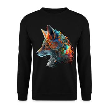 Fuchs Kunst Kunstwerk Geschenk Tierliebhaber Motiv - Unisex Pullover - Schwarz - Vorne - Alina (178cm) & Michal (187cm)
