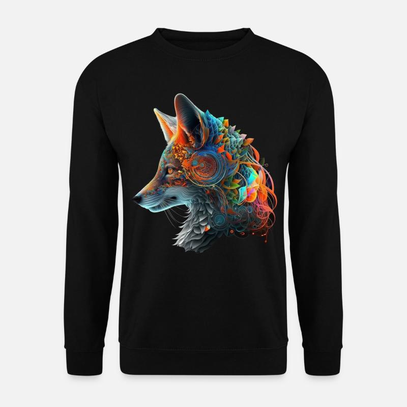 Fuchs Kunst Kunstwerk Geschenk Tierliebhaber Motiv - Unisex Pullover - Schwarz