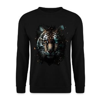 Motif Tigre Zoo Animaux Art Tête de Tigre Motif - Sweat-shirt Unisexe - noir - Devant - Alina (178cm) & Michal (187cm)