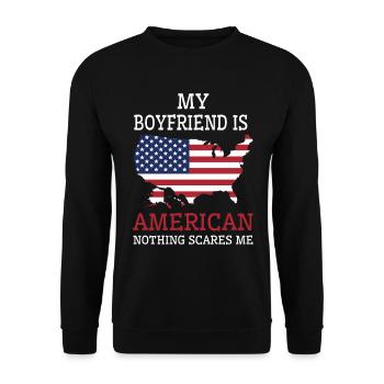 Rien ne me fait peur Mon copain est américain - Sweat-shirt Unisexe - noir - Devant - Alina (178cm) & Michal (187cm)