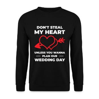 Herz Paar Hochzeit Beziehung Romantik Zitate - Unisex Pullover - Schwarz - Vorne - Alina (178cm) & Michal (187cm)
