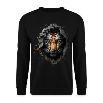 Tiger Tiere Geschenk Mann Kunst Bunt Tiermotiv - Unisex Pullover - Schwarz - Vorne - Alina (178cm) & Michal (187cm)