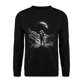 Drawing Astronaut Space Gift Motif - Unisex Sweatshirt - black - Front - Alina (178cm) & Michal (187cm)