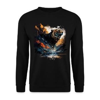 Motif Tigre Zoo Animaux Art Tête de Tigre Motif - Sweat-shirt Unisexe - noir - Devant - Alina (178cm) & Michal (187cm)