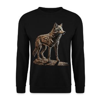 Wolf Tiermotiv Wölfe Geschenk Geburtstag Wald - Unisex Pullover - Schwarz - Vorne - Alina (178cm) & Michal (187cm)