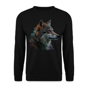 Wolf Tiermotiv Wölfe Geschenk Geburtstag Wald - Unisex Pullover - Schwarz - Vorne - Alina (178cm) & Michal (187cm)
