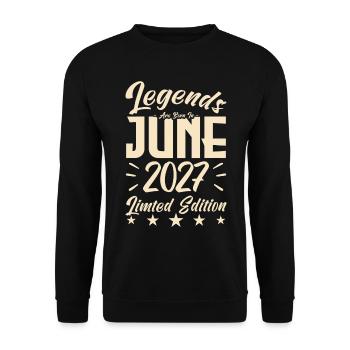 Naissance En juin 2027 Cadeau d'anniversaire 2027. - Sweat-shirt Unisexe - noir - Devant - Alina (178cm) & Michal (187cm)