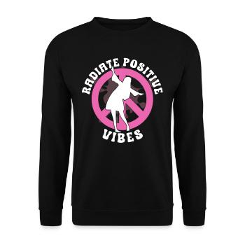 Hippie Peace Zeichen Frieden Blumen Blumenkind - Unisex Pullover - Schwarz - Vorne - Alina (178cm) & Michal (187cm)
